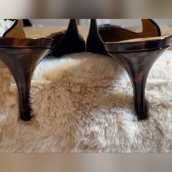 Stuart Weitzman Black and Brown Leopard Accent Trim Heels. Sz 9M - Picture 5 of 10